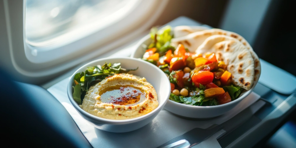 ארוחה טבעונית בטיסה